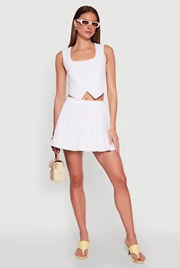 Womens Cropped Square Neck Vest, White, Size L