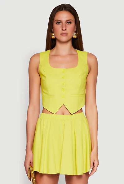 Womens Cropped Square Neck Vest, S
