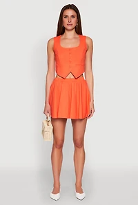 Womens Cropped Square Neck Vest, Orange, Size S