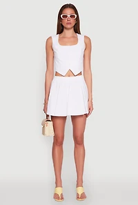 Womens Linen High Waisted Skirt, White, Size S