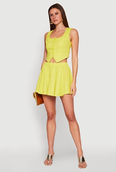 Womens Linen High Waisted Skirt,