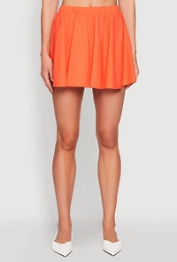 Womens Linen High Waisted Skirt, Orange, Size S