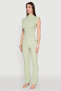 Womens Asymmetrical Hem Cap Sleeve Top, Green, Size S