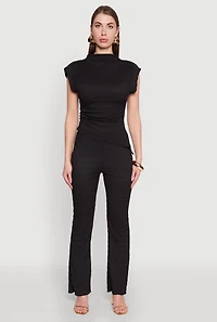 Womens Shadow Stripe Textured Knit Pants, Black, Size XL