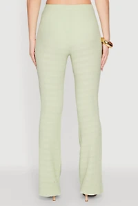 Womens Shadow Stripe Textured Knit Pants, Green, Size S