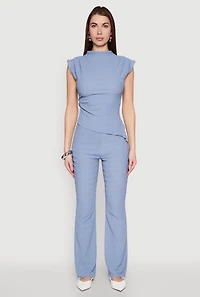 Womens Shadow Stripe Textured Knit Pants, Blue, Size M