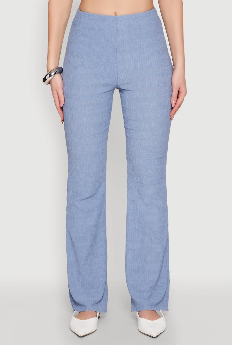 Womens Shadow Stripe Textured Knit Pants, Blue, Size XL