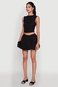 Womens Trendy Textured Knit Sleeveless Crop Top,