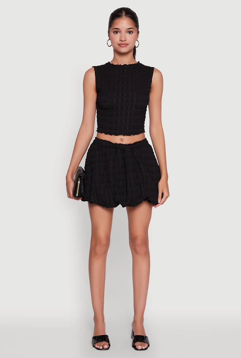 Womens Trendy Bubble Hem Mini Skirt, Black, Size L