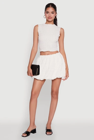 Womens Trendy Bubble Hem Mini Skirt, White, Size S