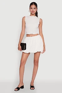 Womens Trendy Bubble Hem Mini Skirt, White, Size S