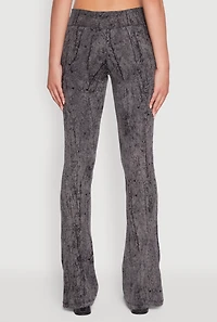 Womens Mineral Wash Pintuck Flared Pants, M