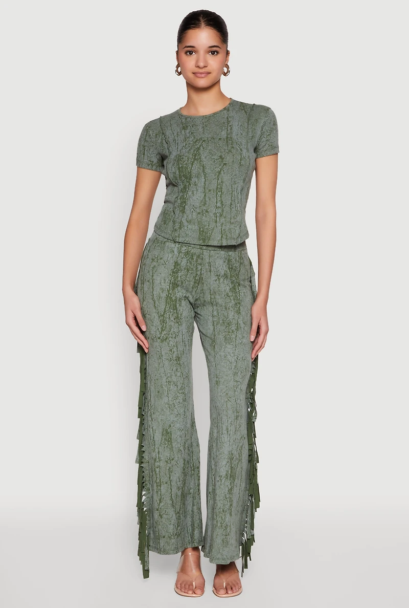 Mineral Wash Pintuck Short Sleeve Top