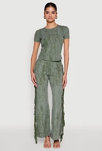 Mineral Wash Pintuck Short Sleeve Top