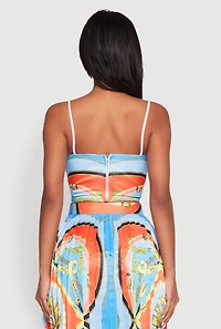 Metallic Detail Patterned Bustier Top