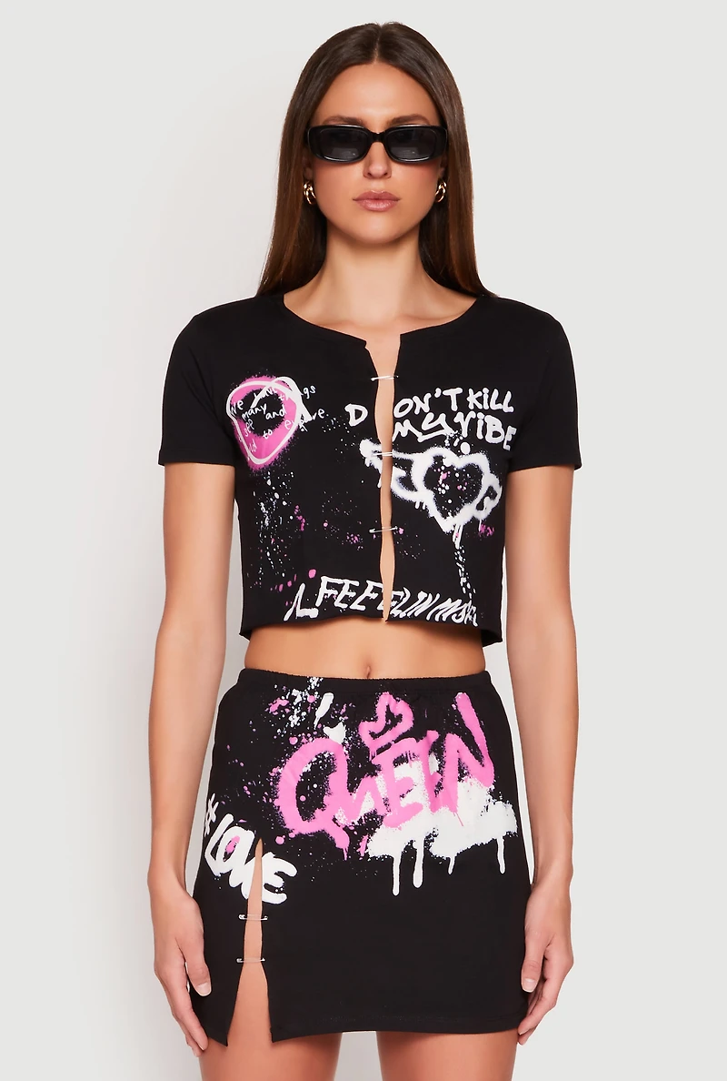Womens Dont Kill My Vibe Safety Pin Graphic Tee, S