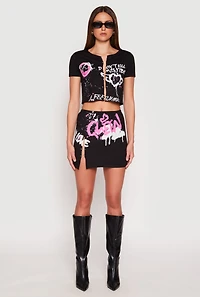 Queen Love Safety Pin Mini Skirt