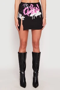 Queen Love Safety Pin Mini Skirt