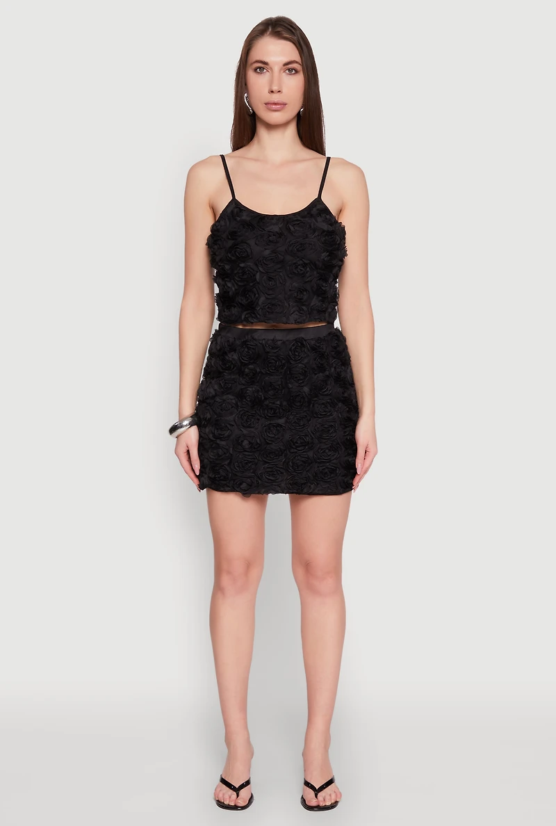 Womens 3D Flower Cropped Cami,