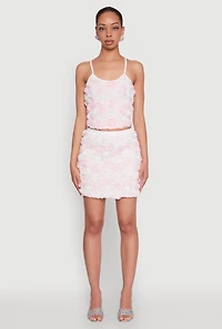 Womens 3D Flower Cropped Cami, Multi, Size S