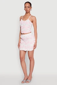 Womens 3D Flower Cropped Cami, Multi, Size M