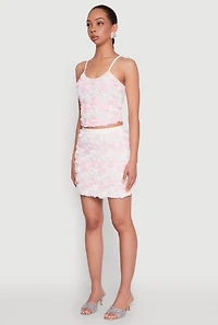 Womens 3D Flower Cropped Cami, Multi, Size M