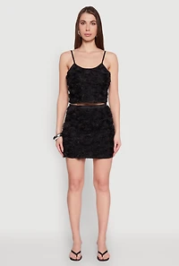 Womens Rose Applique Mini Skirt,