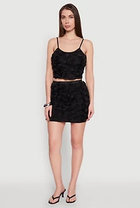 Womens Rose Applique Mini Skirt,