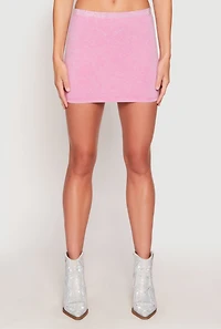 Womens Rhinestone Waist Mini Skirt, Pink, Size L