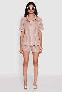 Womens Trendy Textured Knit Shadow Stripe Shirt,