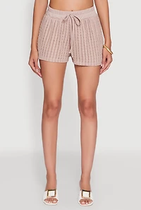 Womens Trendy High Waisted Shadow Stripe Shorts, Khaki, Size XL