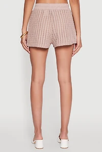 Womens Trendy High Waisted Shadow Stripe Shorts, Khaki, Size XL
