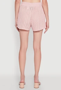 Womens Trendy High Waisted Shadow Stripe Shorts, Pink, Size S