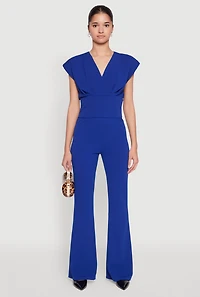 Womens Padded Shoulder V Neck Top,