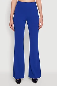 Womens Crepe Knit High Waisted Pants, Blue, Size M