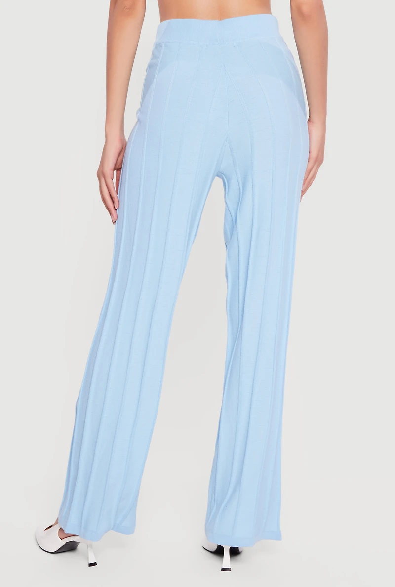 High Waisted Pintuck Pull On Straight Leg Pants