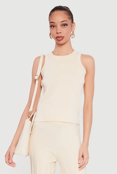 Solid Crew Neck Tank Top