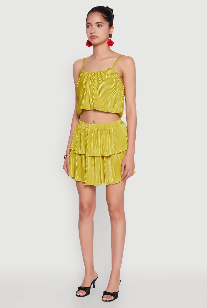 Womens Plisse Cropped Cami, M