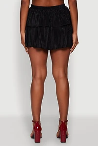Womens Plisse Tiered Mini Skirt,
