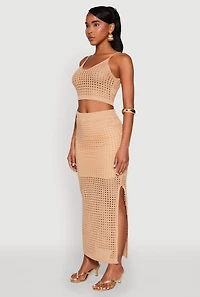 Womens Crochet Cropped Cami, Beige, Size L