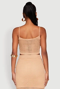 Womens Crochet Cropped Cami, Beige, Size XL