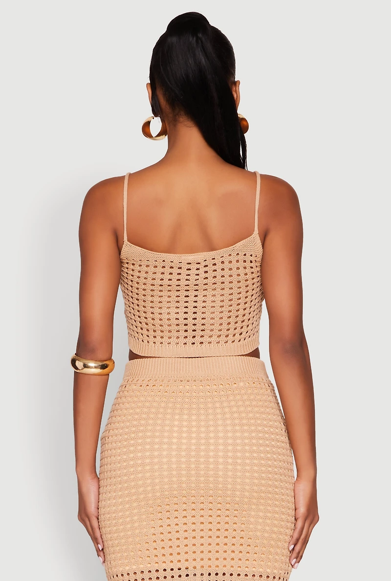 Womens Crochet Cropped Cami, M