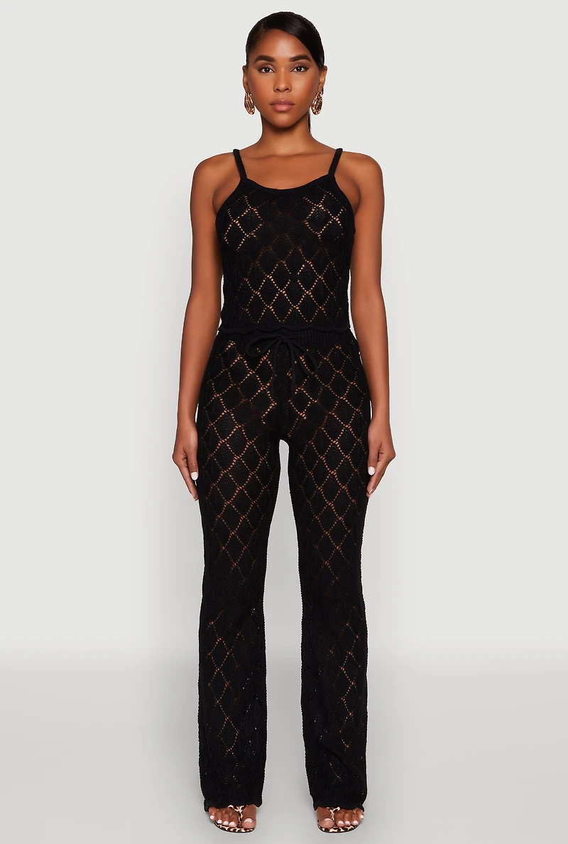 Womens Crochet Diamond Knit Cami,
