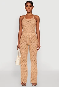 Womens Crochet Diamond Knit Cami,