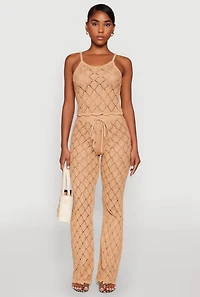 Womens Crochet Diamond Knit Cami,