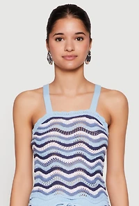 Wavy Striped Crochet Crop Top