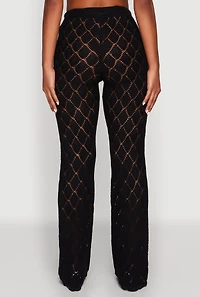 Womens Crochet Diamond Knit Pants,