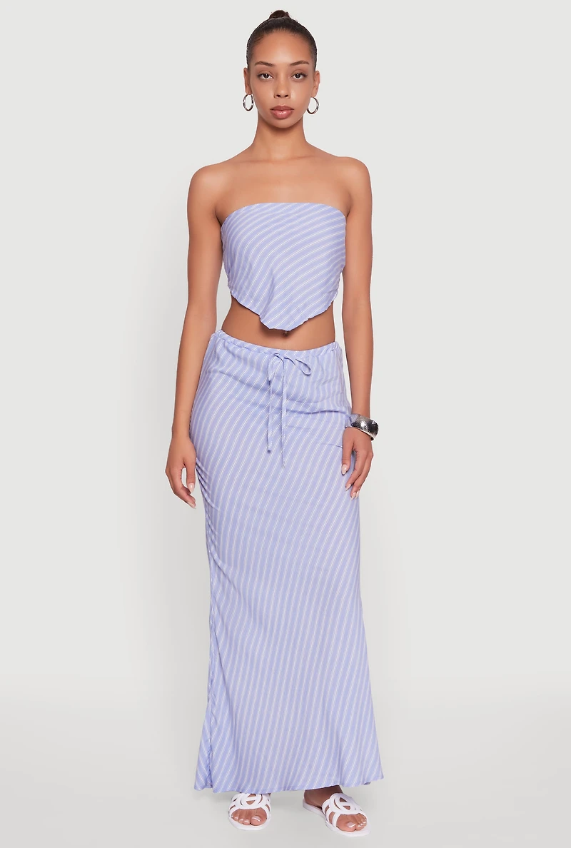 Womens Trendy Back Slit Maxi Skirt, Blue, Size XL