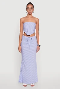 Womens Trendy Back Slit Maxi Skirt, Blue, Size XL