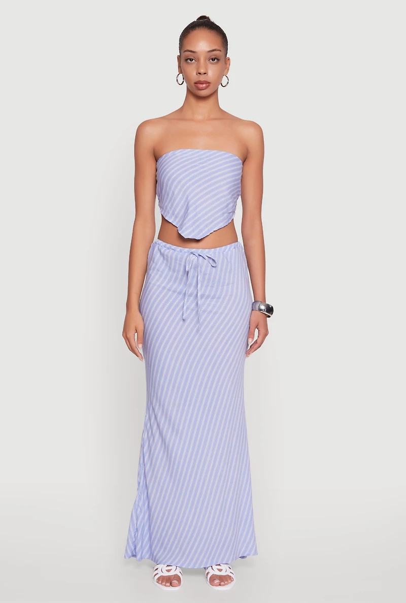 Womens Trendy Back Slit Maxi Skirt, Blue, Size M